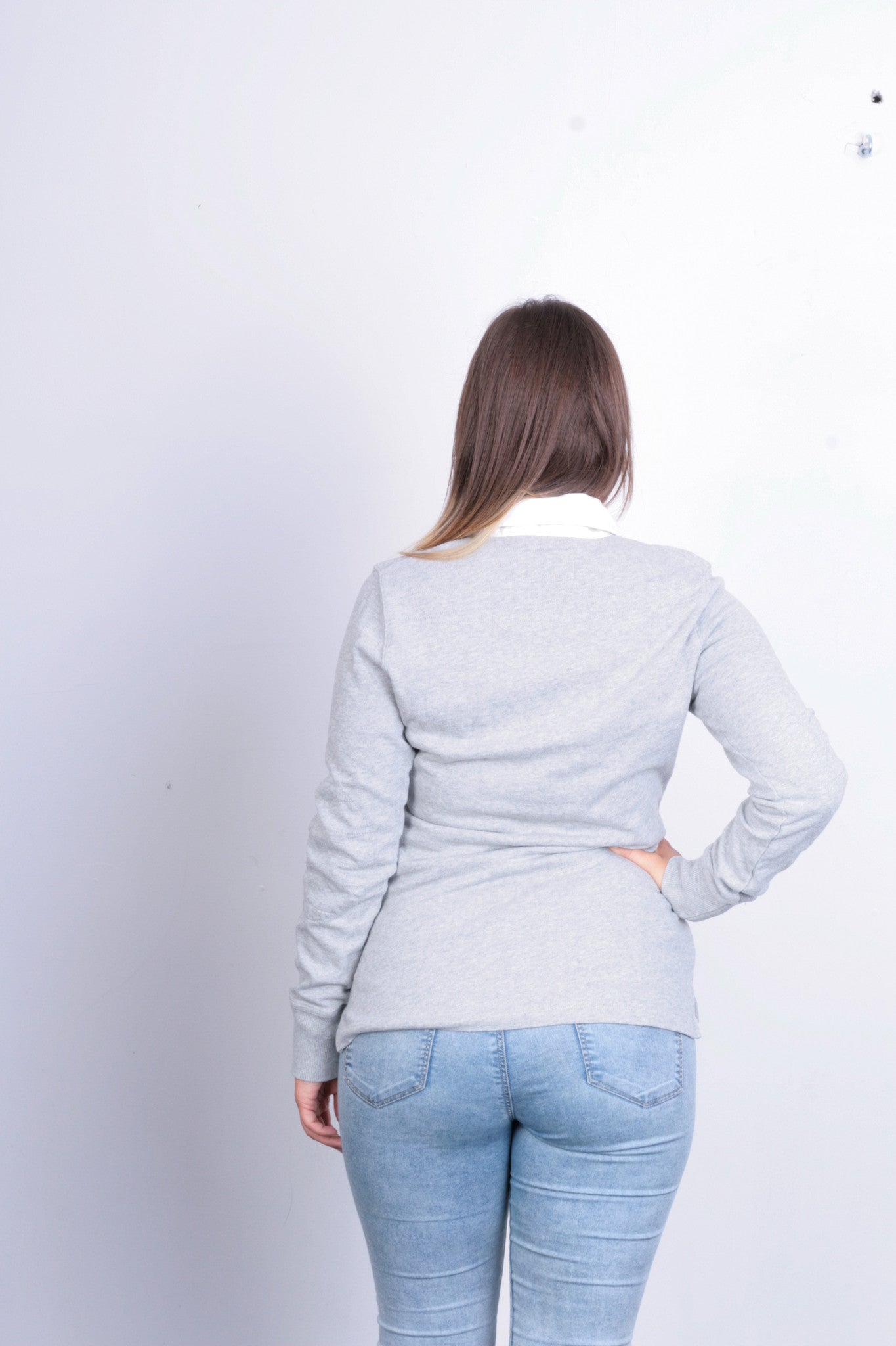 Peak Performance Womens S Polo Shirt Grey Cotton Long Sleeve - RetrospectClothes