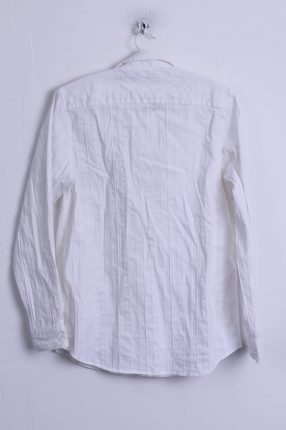 Calvin Klein Mens S Casual Shirt White Modern Fit Cotton Long Sleeve Striped