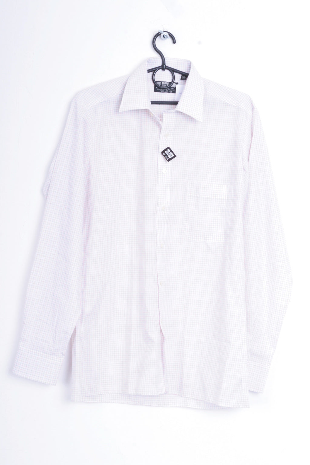 Sir John Mens 38 M Casual Shirt Check White - RetrospectClothes