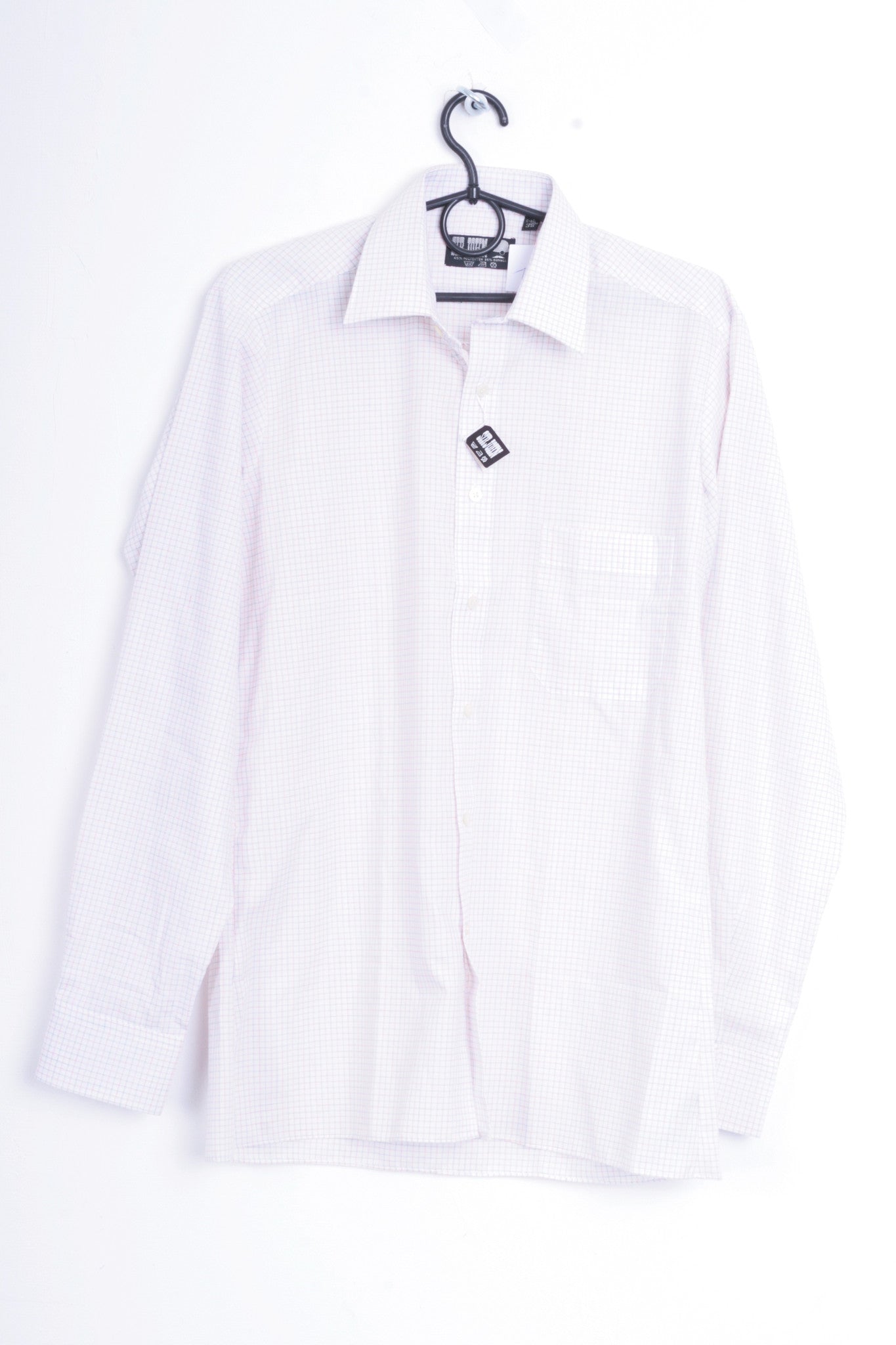 Sir John Mens 38 M Casual Shirt Check White - RetrospectClothes