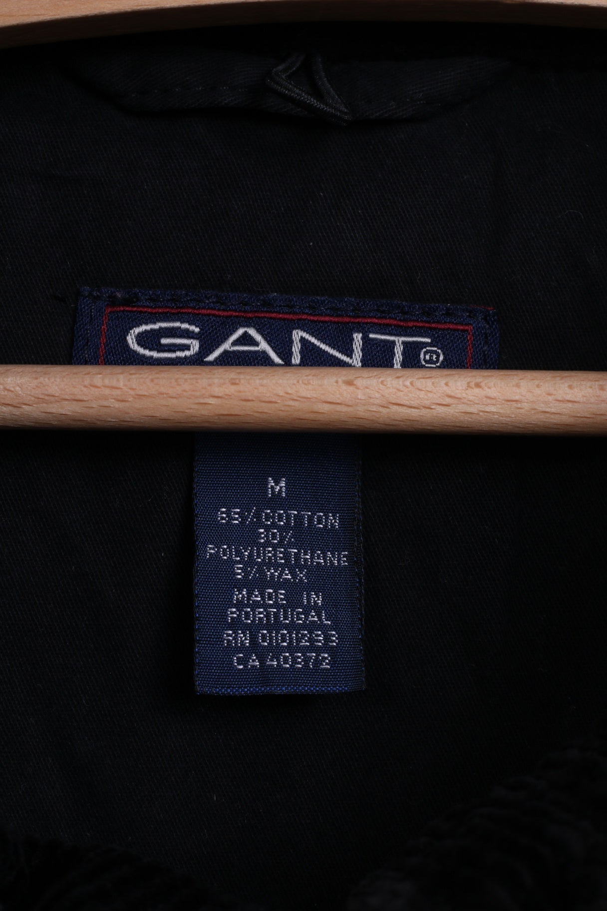 Gant Hommes M Veste Harrington Coton Noir Fermeture Éclair Complète