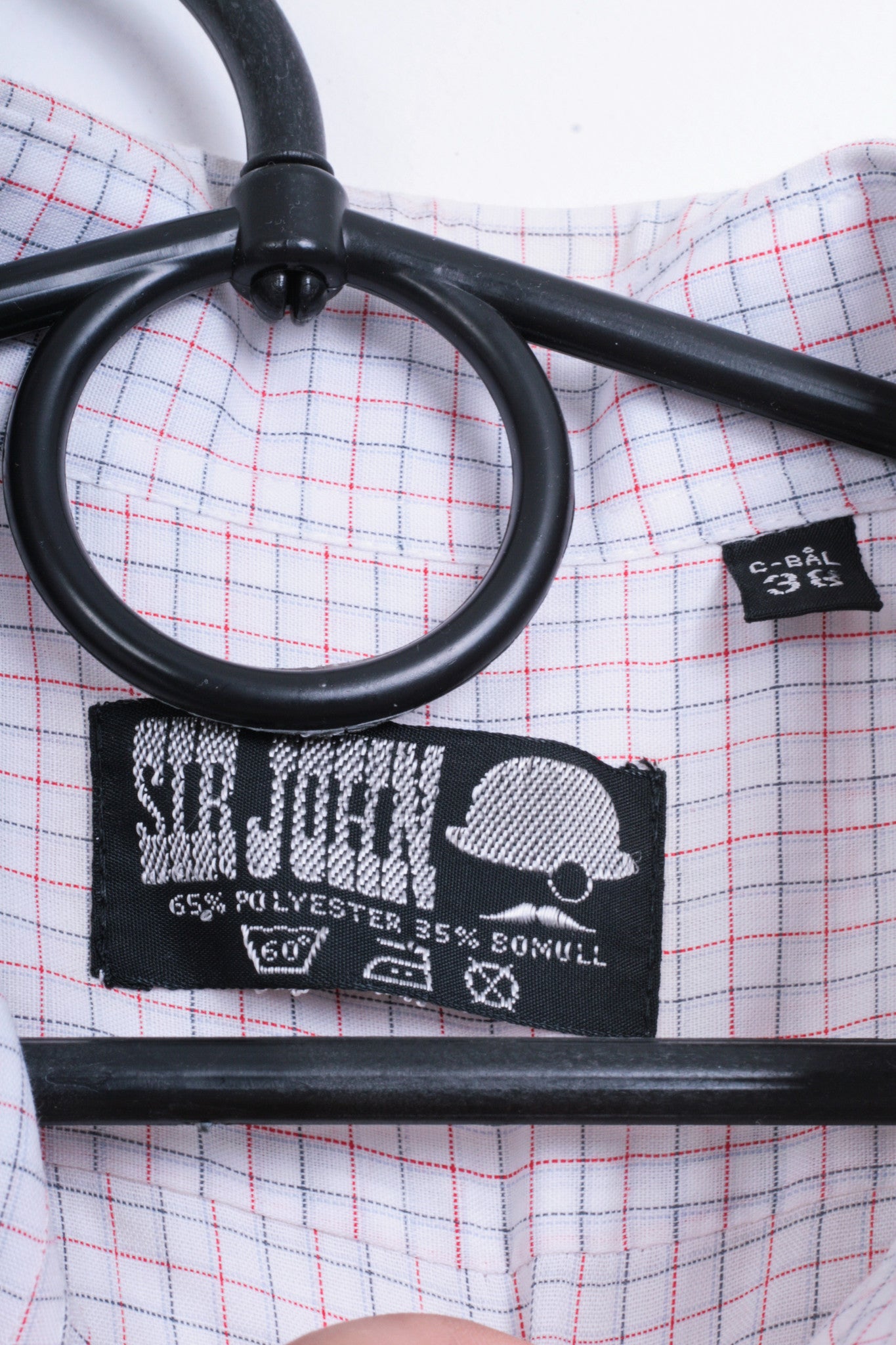 Sir John Mens 38 M Casual Shirt Check White - RetrospectClothes