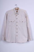 John F.Gee Jeanswear Camicia casual da uomo 41/42 XL Jeans Bottoni dettagliati beige