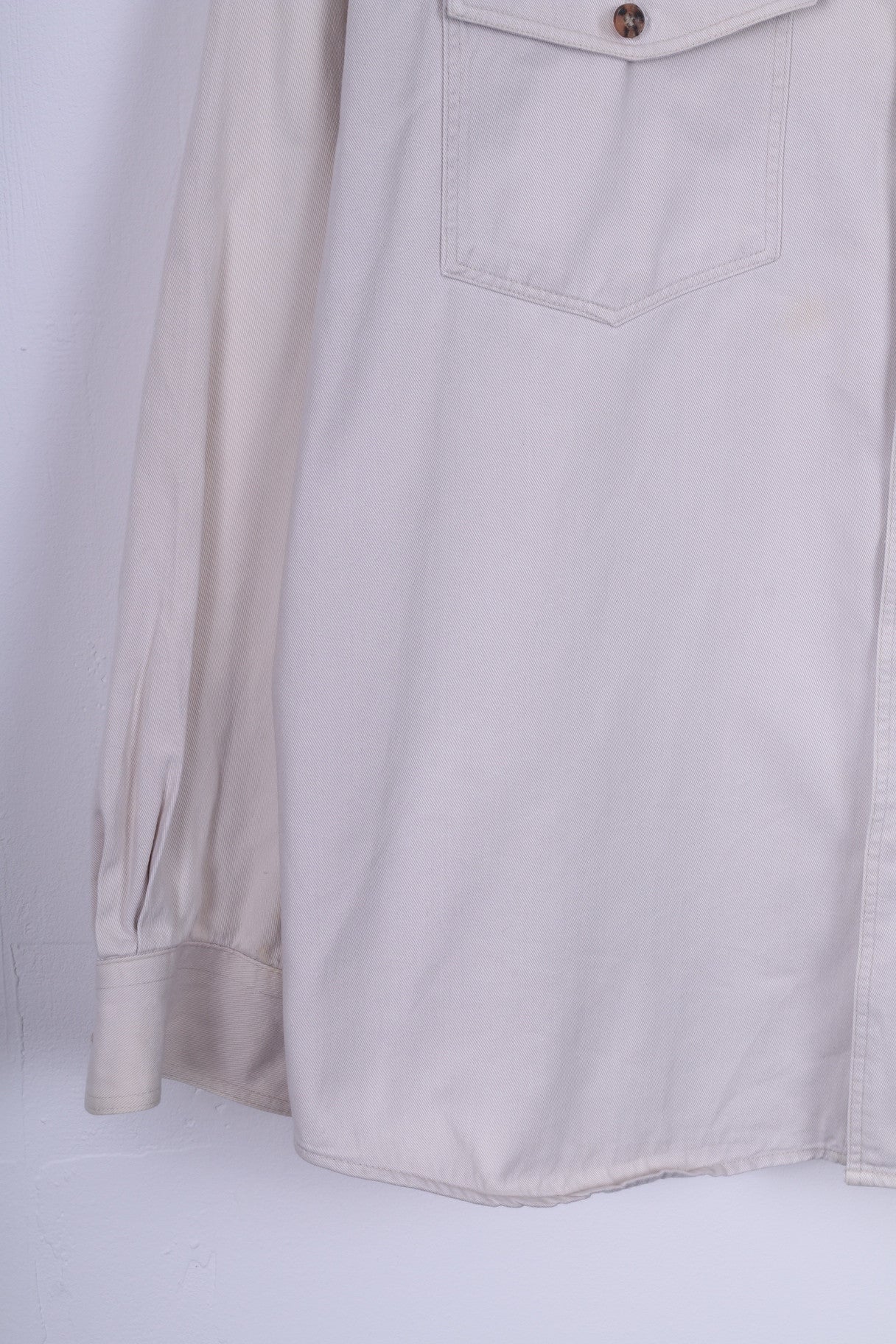 John F.Gee Jeanswear Camicia casual da uomo 41/42 XL Jeans Bottoni dettagliati beige