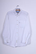 Barbour Mens 41/42 L Chemise décontractée Blanc Deux plis en coton à manches longues