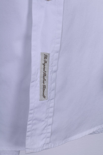 Barbour Mens 41/42 L Chemise décontractée Blanc Deux plis en coton à manches longues