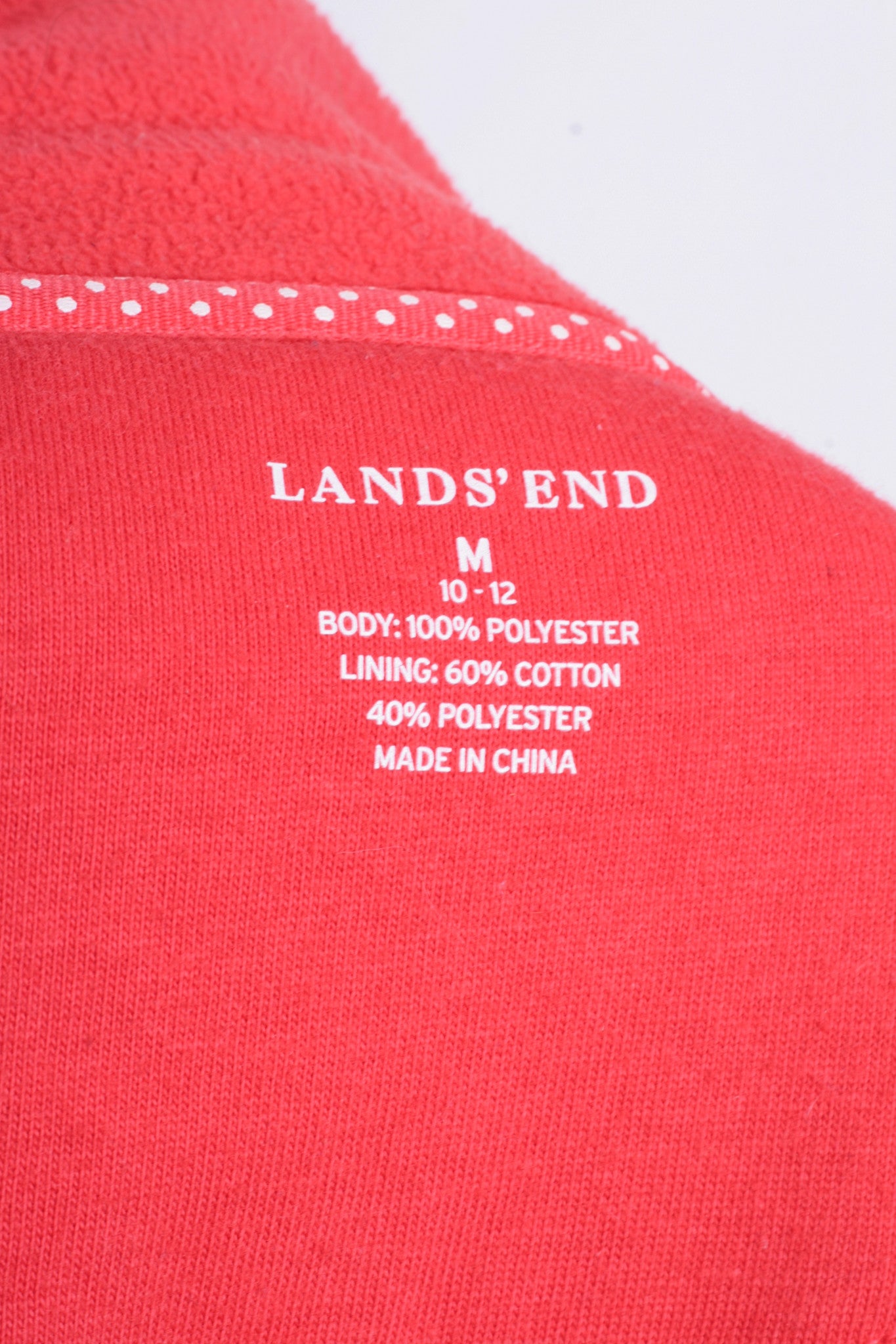 Lands'End Womens M Fleece Jacket Orange Buttons Down - RetrospectClothes