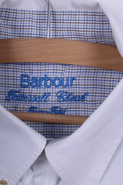 Barbour Mens 41/42 L Chemise décontractée Blanc Deux plis en coton à manches longues