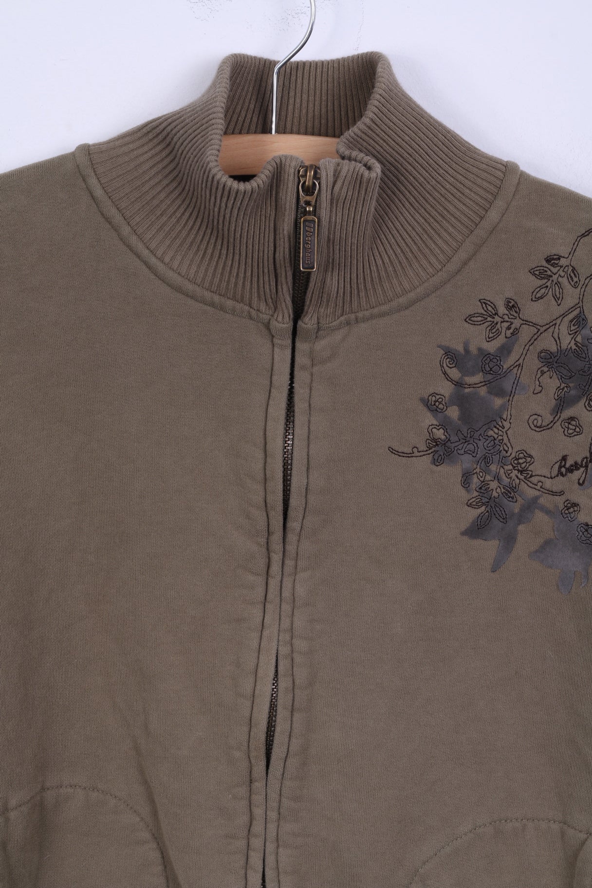 Berghaus Womens 14 M Sweatshirt Green Cotton Zippered Sportswear