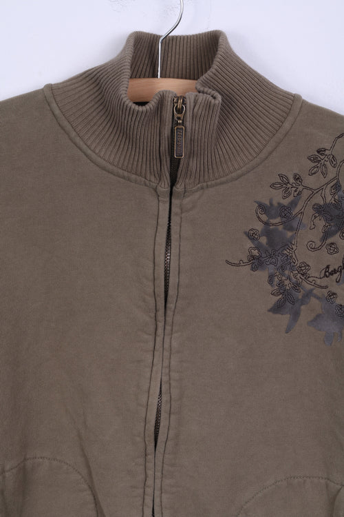 Berghaus Femme 14 M Sweatshirt Vert Coton Zippé Sportswear