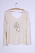 Versace Jeans Couture Womens M Shirt Cream Stretchy Big Necline