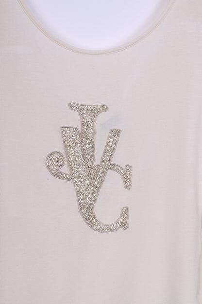 Versace Jeans Couture Womens M Shirt Cream Stretchy Big Necline