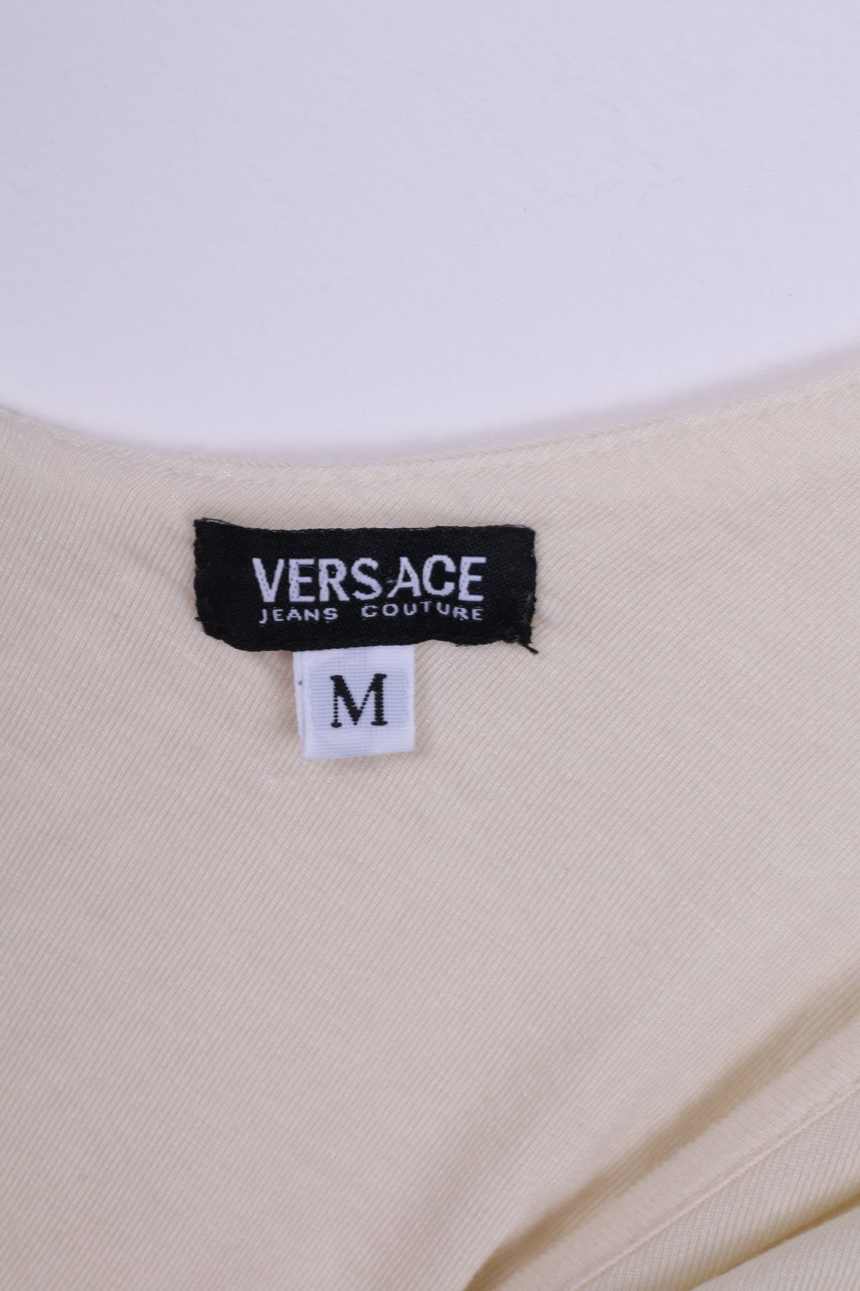 Versace Jeans Couture Womens M Shirt Cream Stretchy Big Necline