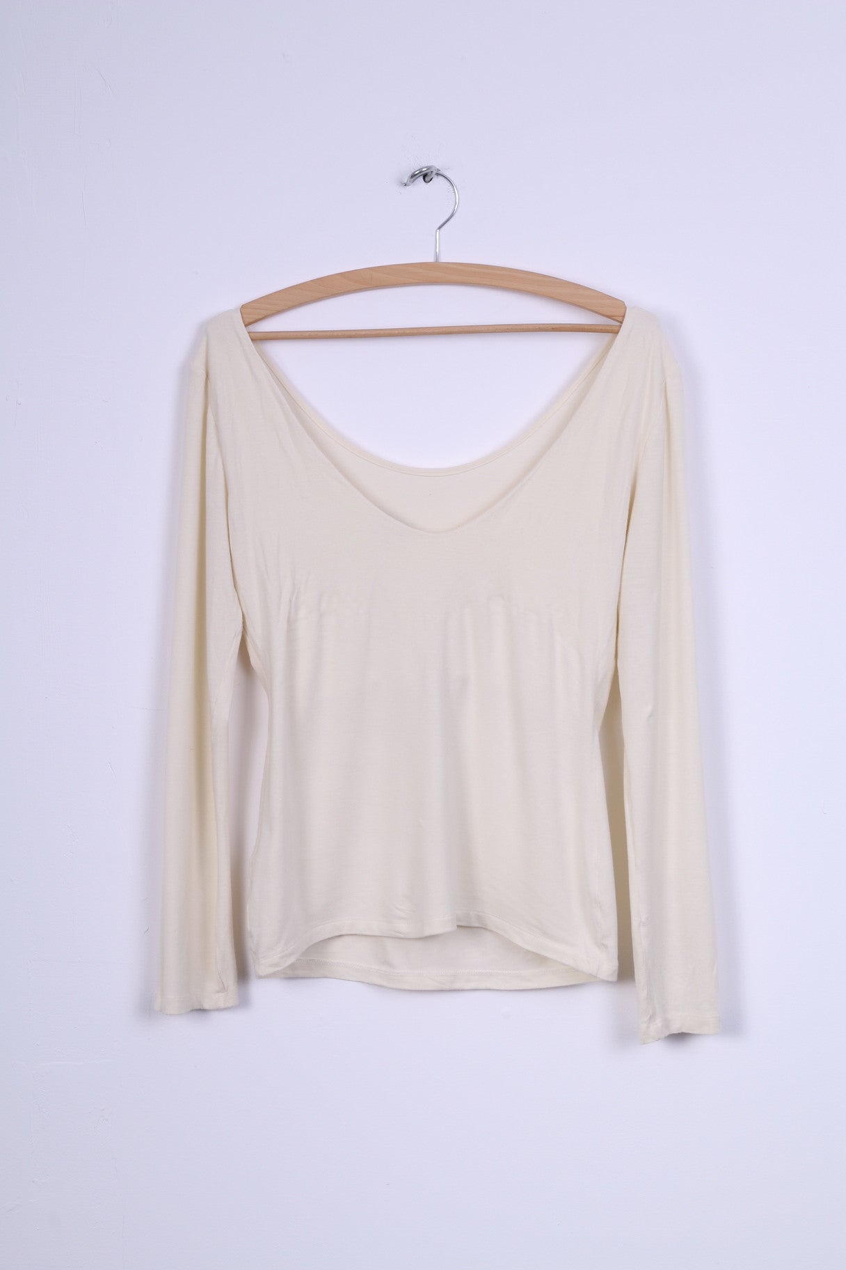 Versace Jeans Couture Womens M Shirt Cream Stretchy Big Necline