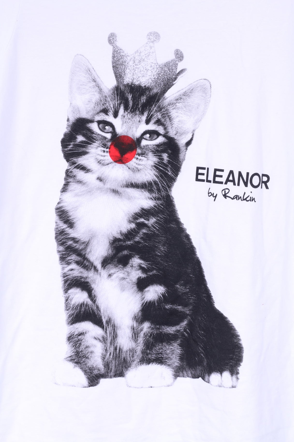 T-shirt da donna L con grafica Comic Relief Greated Eleanor di Rankin Cat Red Nose in cotone bianco 