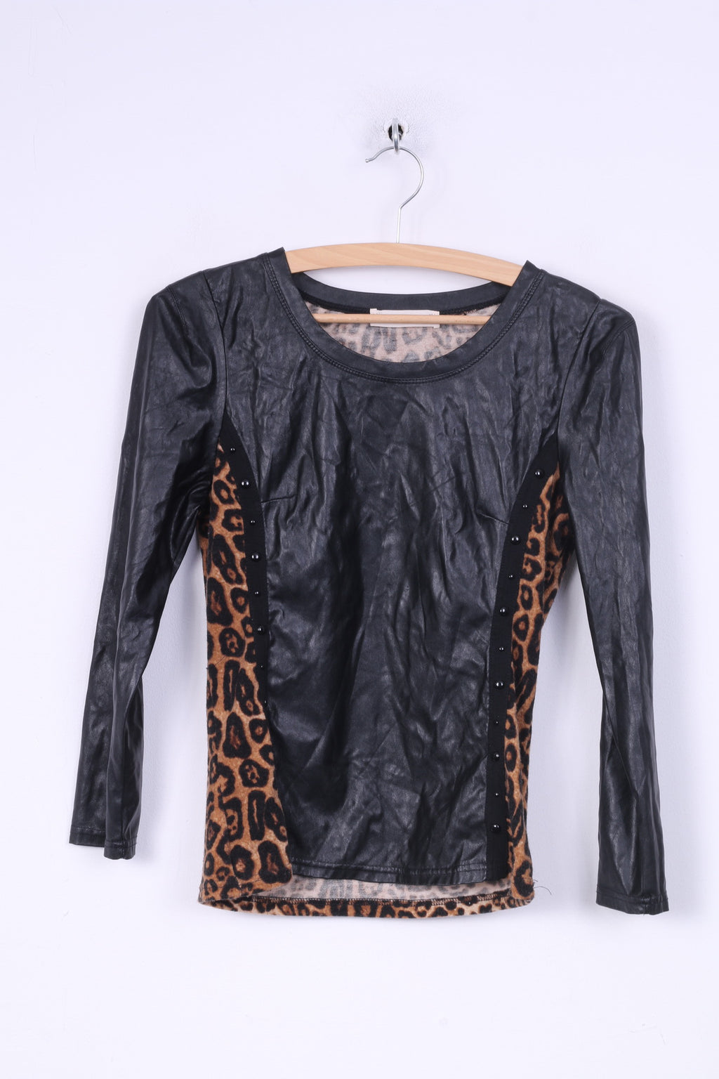 Giorgia Chemise S Femme Noir Animal Léopard Imprimé Simili Cuir Fête 