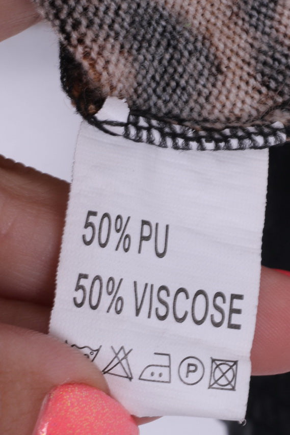 Giorgia Chemise S Femme Noir Animal Léopard Imprimé Simili Cuir Fête 