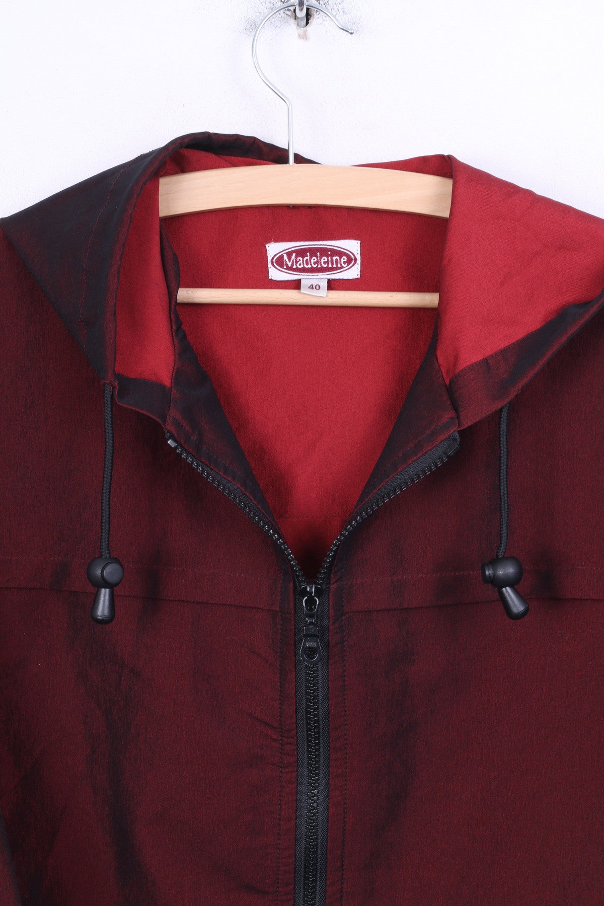 Madeleine Womens 40 L Blazer Jacket Shiny Red Hood Vintage - RetrospectClothes