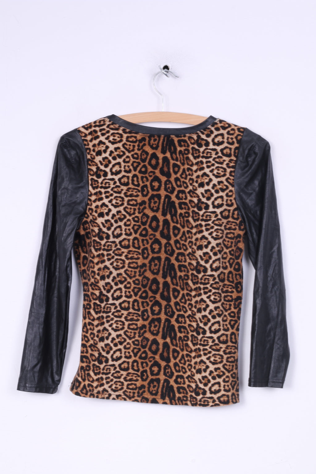 Giorgia Chemise S Femme Noir Animal Léopard Imprimé Simili Cuir Fête 