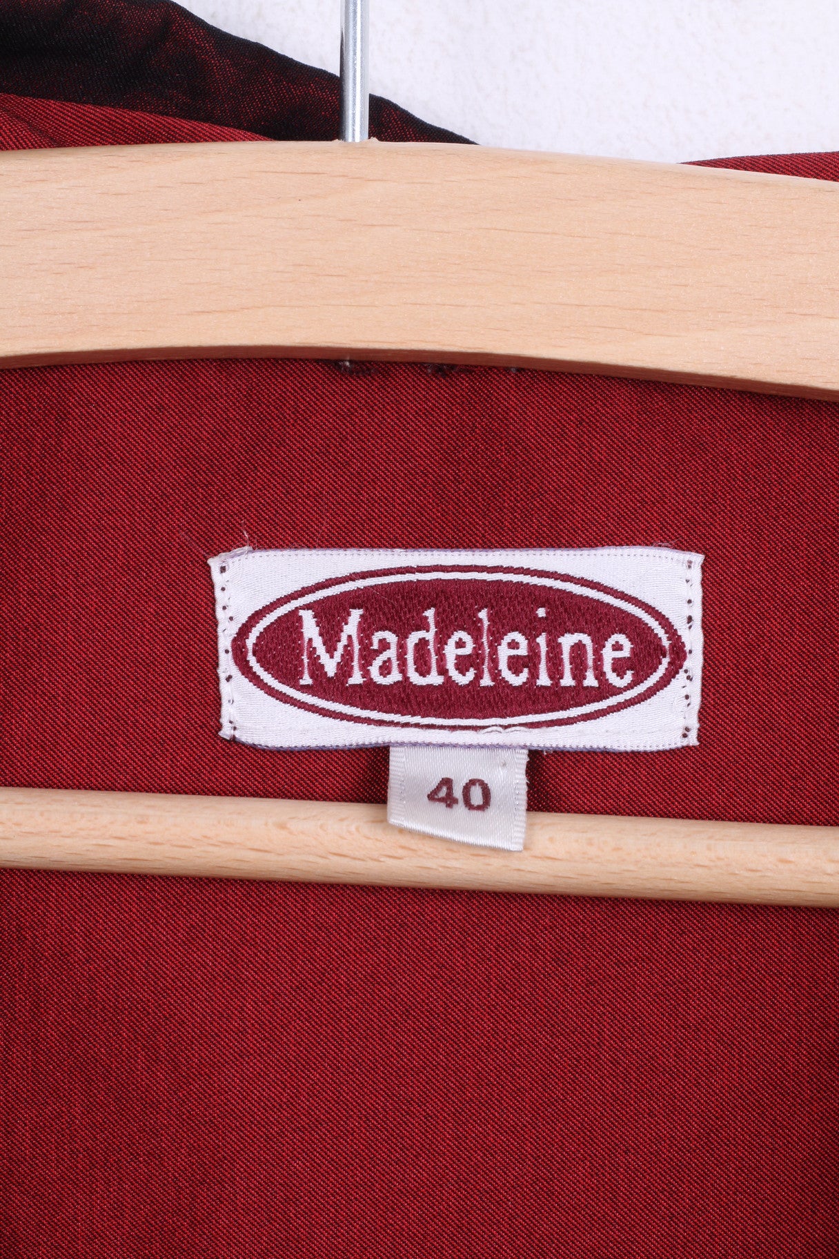 Madeleine Womens 40 L Blazer Jacket Shiny Red Hood Vintage - RetrospectClothes