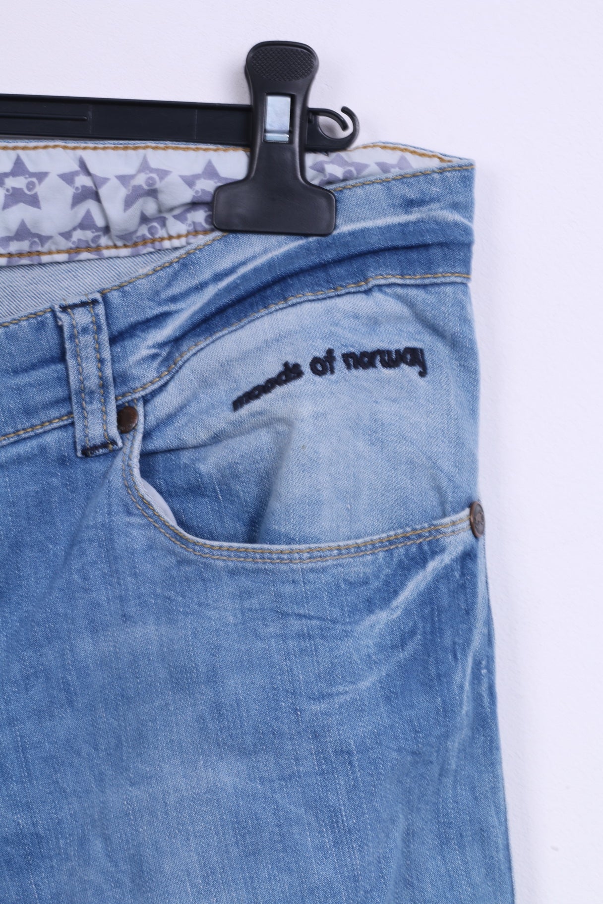 Pantaloni Moods of Norvegia da uomo W36 L32 in cotone azzurro