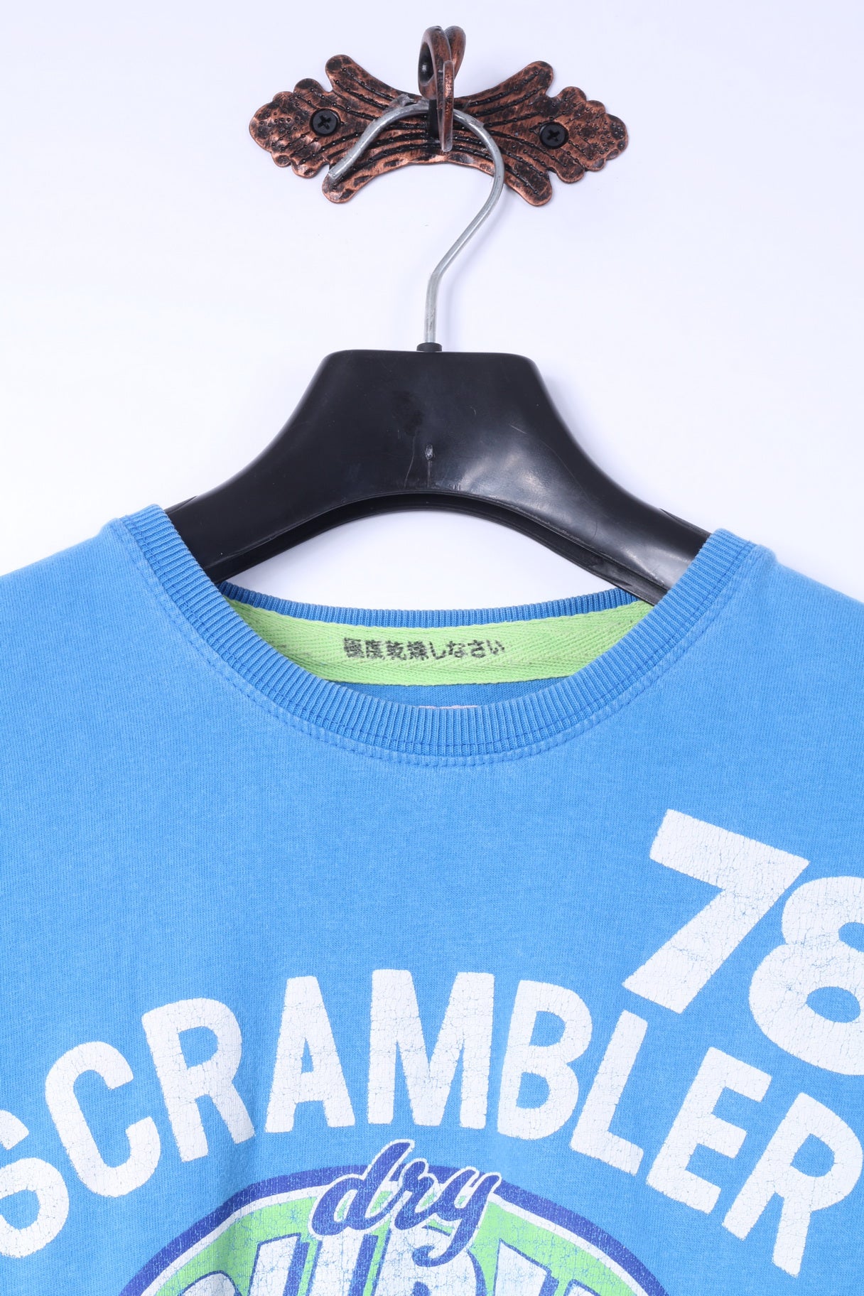 Superdry T-Shirt M Homme Bleu Coton Graphic Scrambler Racing Team Top