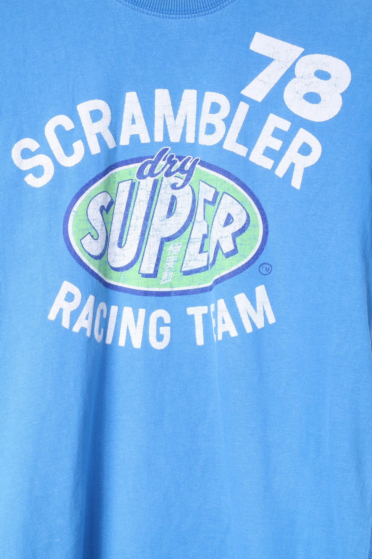 Superdry T-Shirt M Homme Bleu Coton Graphic Scrambler Racing Team Top
