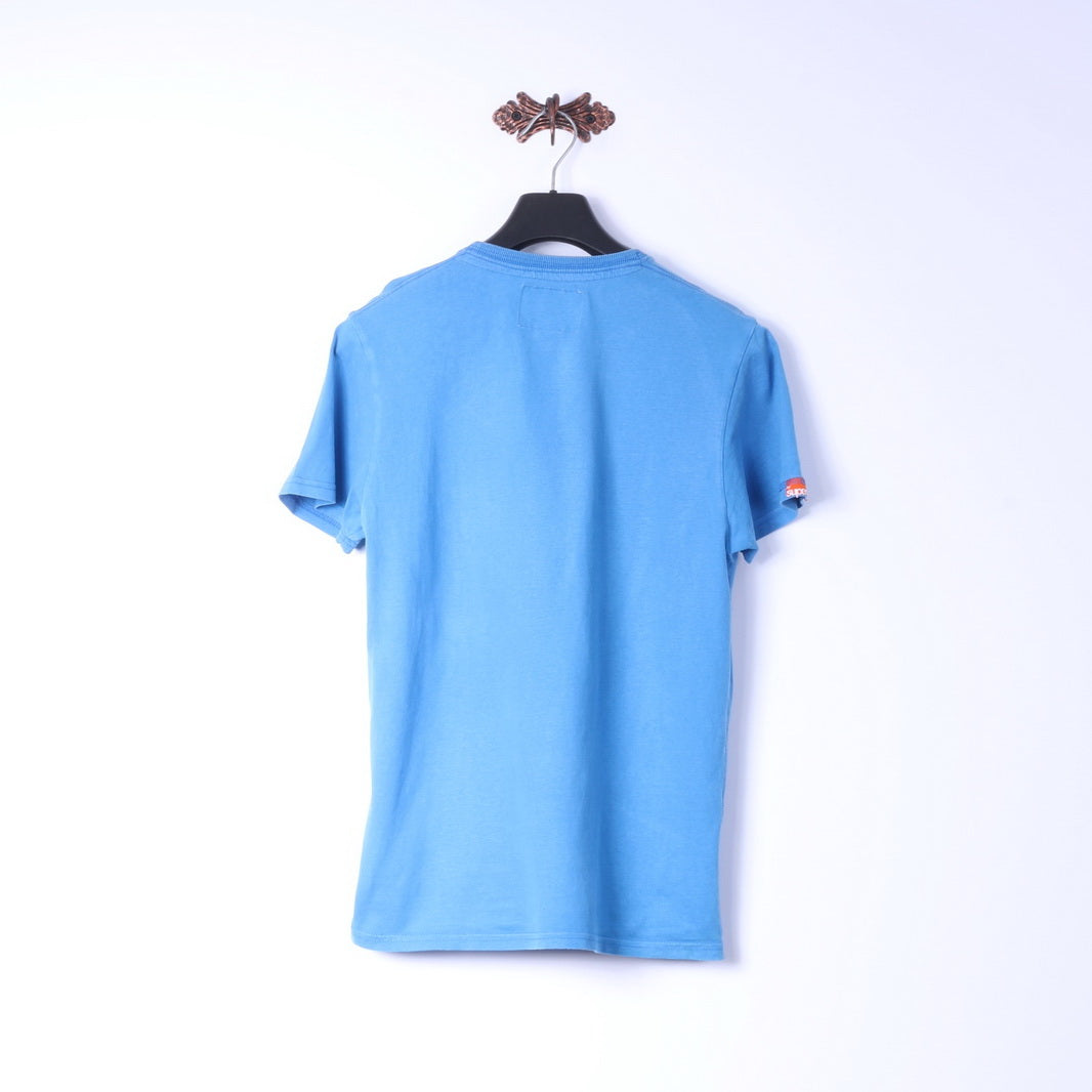 Superdry T-Shirt M Homme Bleu Coton Graphic Scrambler Racing Team Top