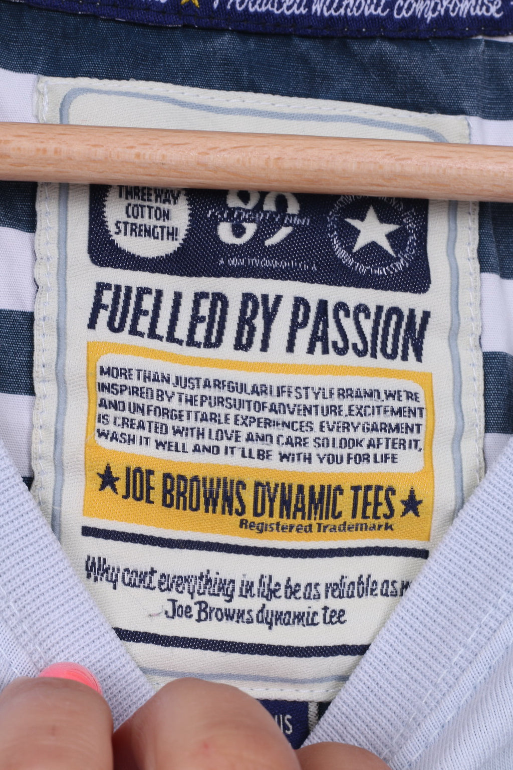 Joe Browns Dynamic Tees Mens M T-Shirt Crew Neck Graphic Blue Live Life Regret Nothing