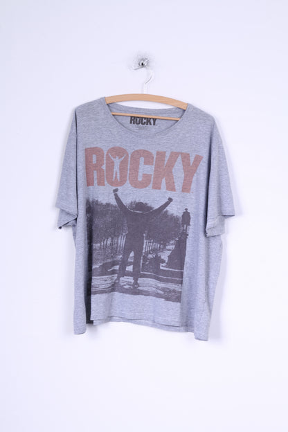 Rocky Mens XXL T-Shirt Grey Cotton Graphic Boxing Rocky Balboa