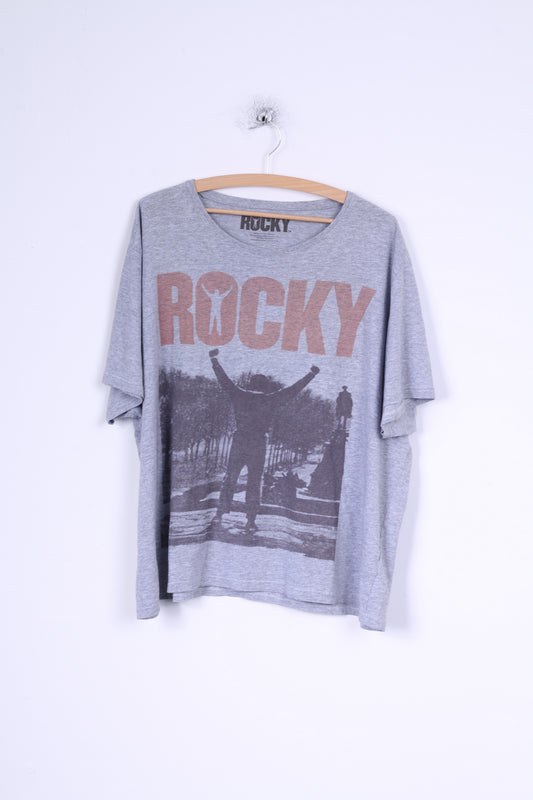 Maglietta Rocky da uomo XXL in cotone grigio con grafica Boxing Rocky Balboa