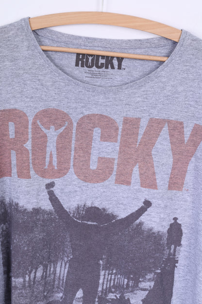 Rocky Mens XXL T-Shirt Grey Cotton Graphic Boxing Rocky Balboa