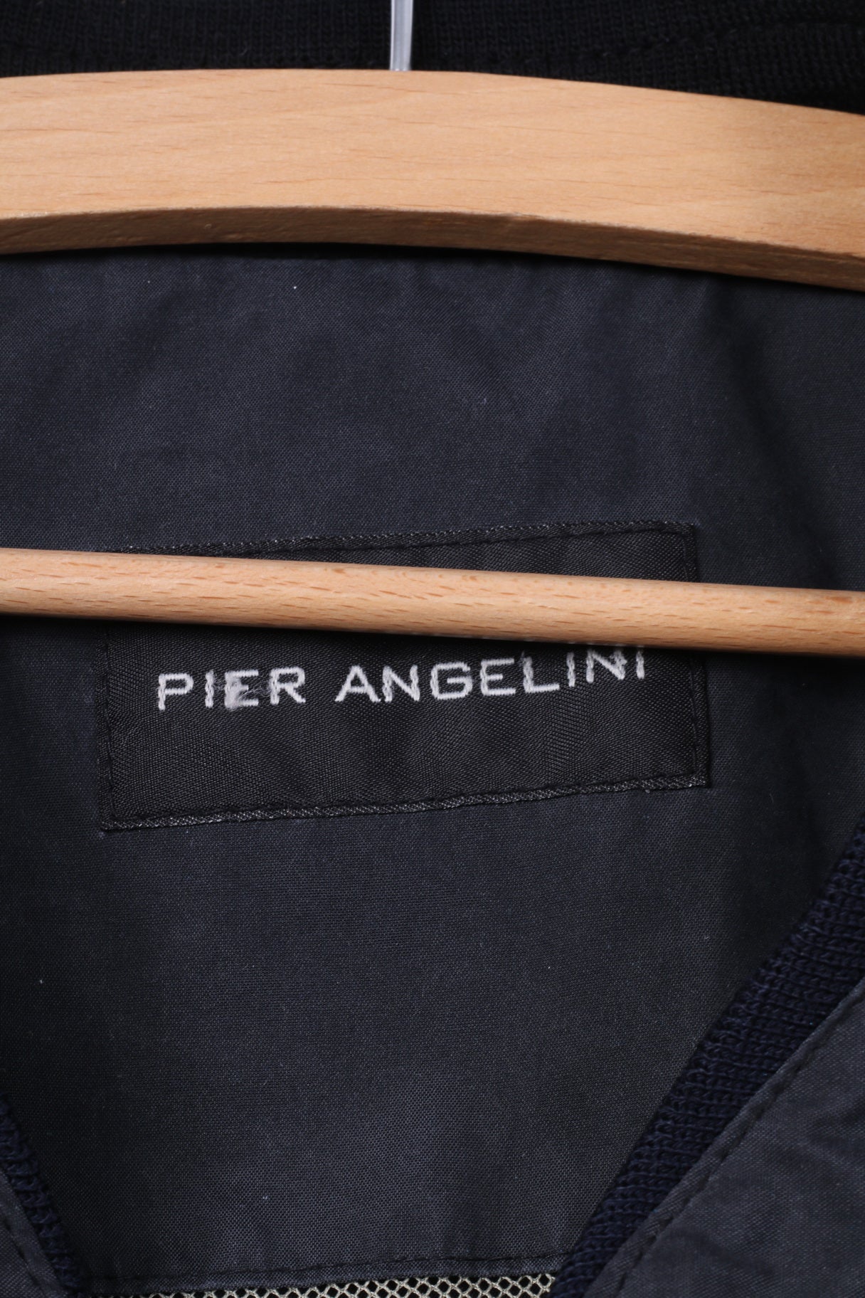 Pier Angelin Mens 44 54 XL Bomber Jacket Lightweight Navy Buttoned Top