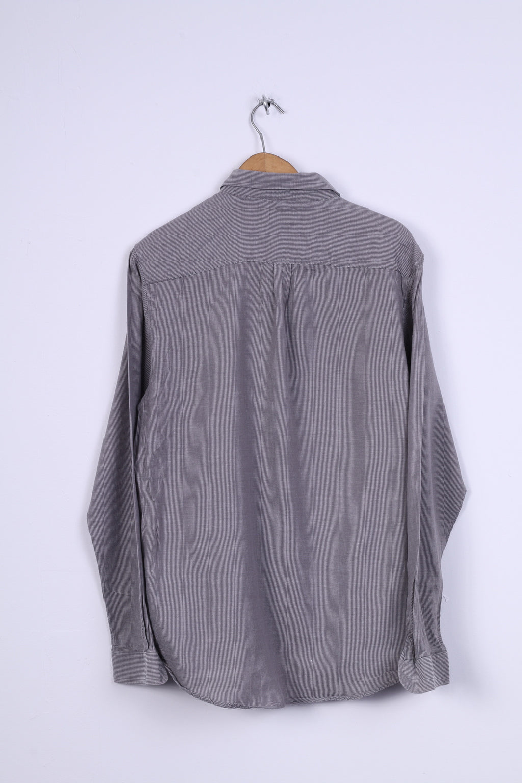 Cheap Monday Mens XL (L) Casual Shirt Cotton Grey Striped Detailed Buttons Long Sleeve