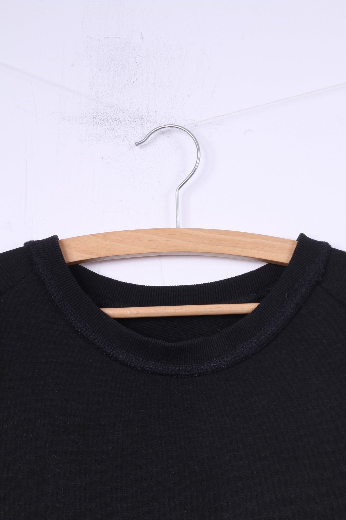 Oviesse Women M Sweatshirt Noir Coton Ras du Cou Top Jumper