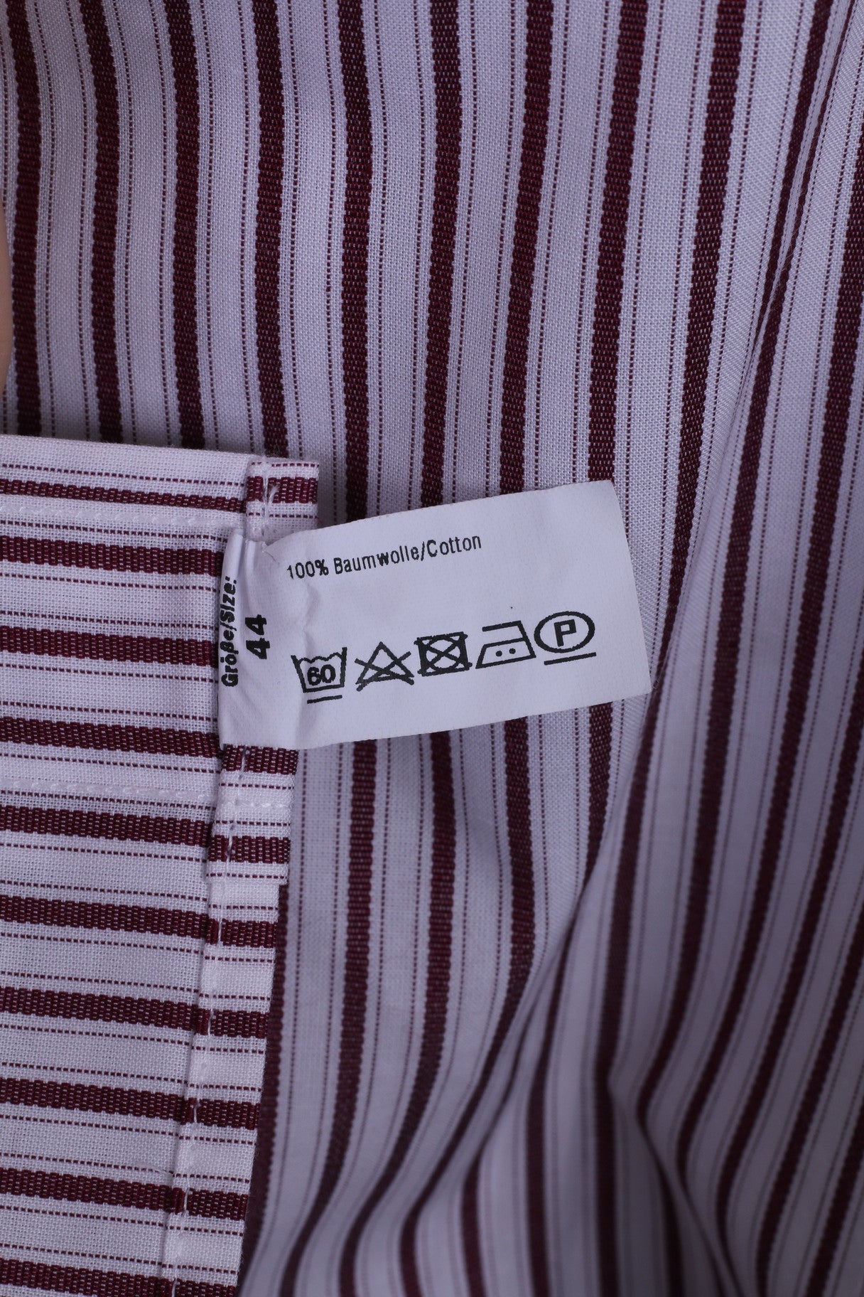Paul R. Smith Chemise décontractée pour homme 44 XL en coton bordeaux rayé boutons détaillés