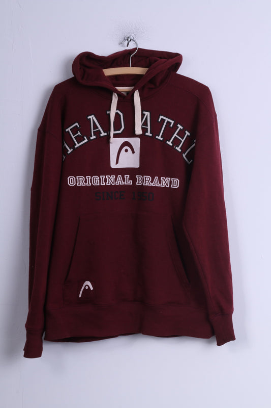 Head Sweat à capuche XL en coton bordeaux avec poche kangourou pour homme