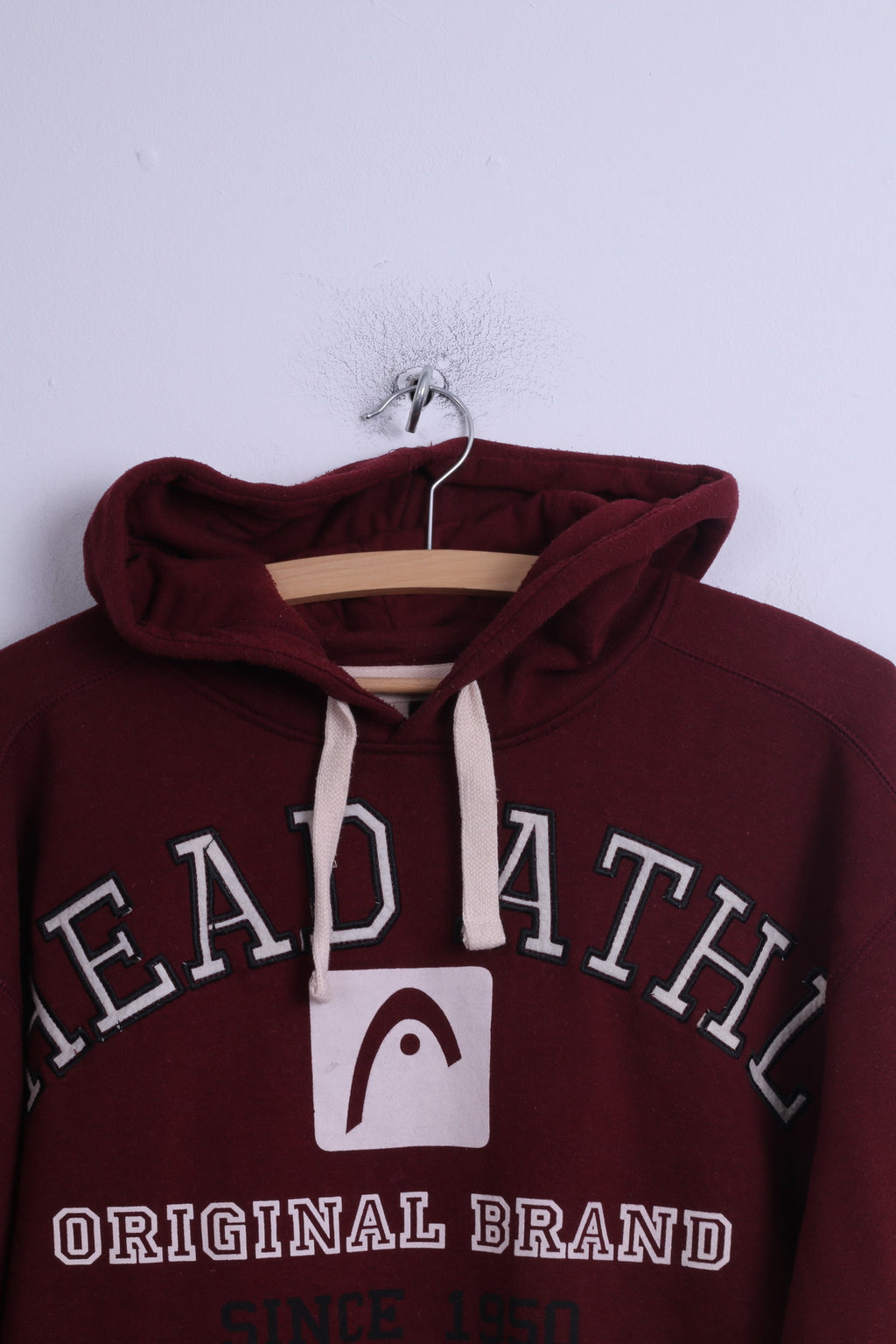 Head Mens XL Sweatshirt Burgundy Cotton Hooded Graphic Kangaroo Pocket Hoodie