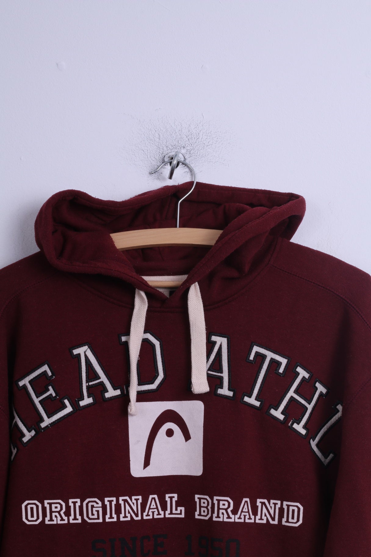 Head Mens XL Sweatshirt Burgundy Cotton Hooded Graphic Kangaroo Pocket Hoodie