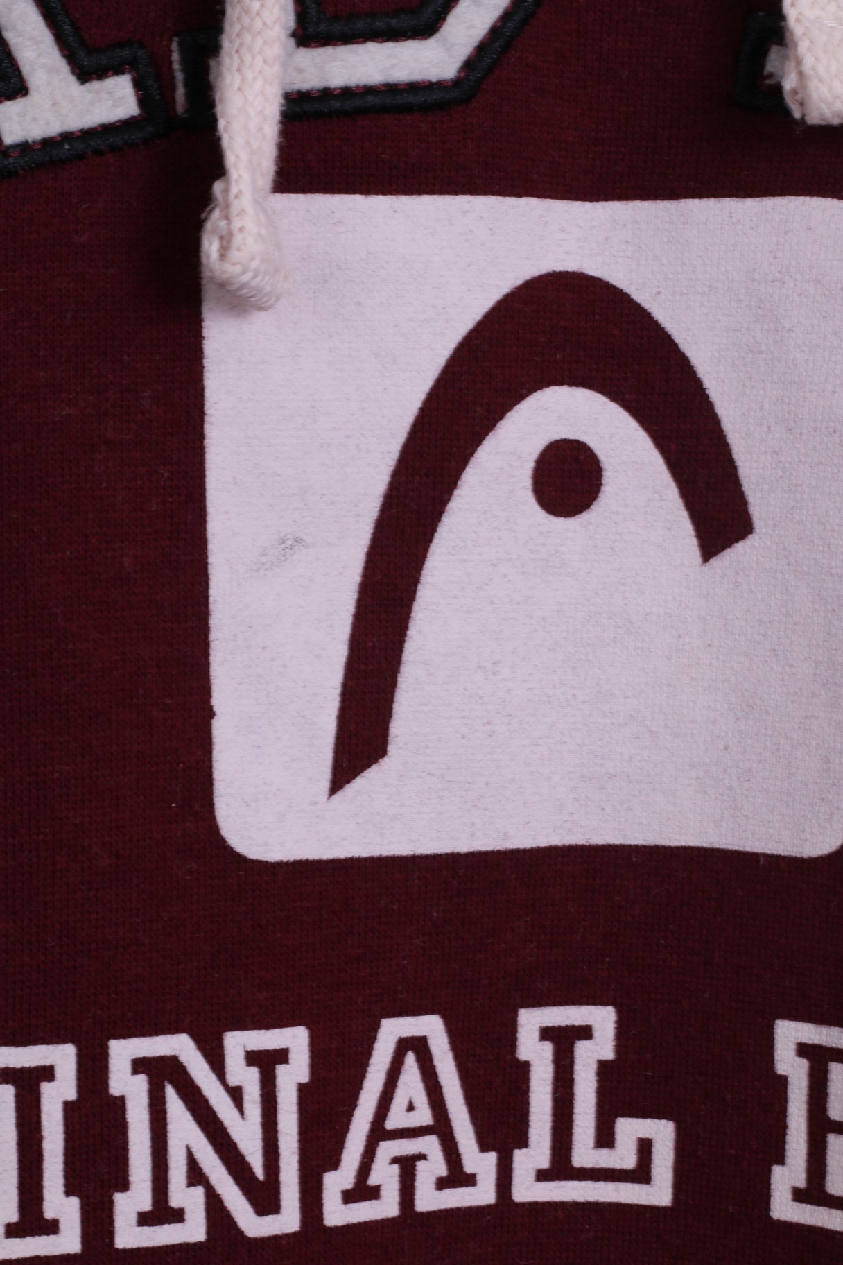 Head Mens XL Sweatshirt Burgundy Cotton Hooded Graphic Kangaroo Pocket Hoodie