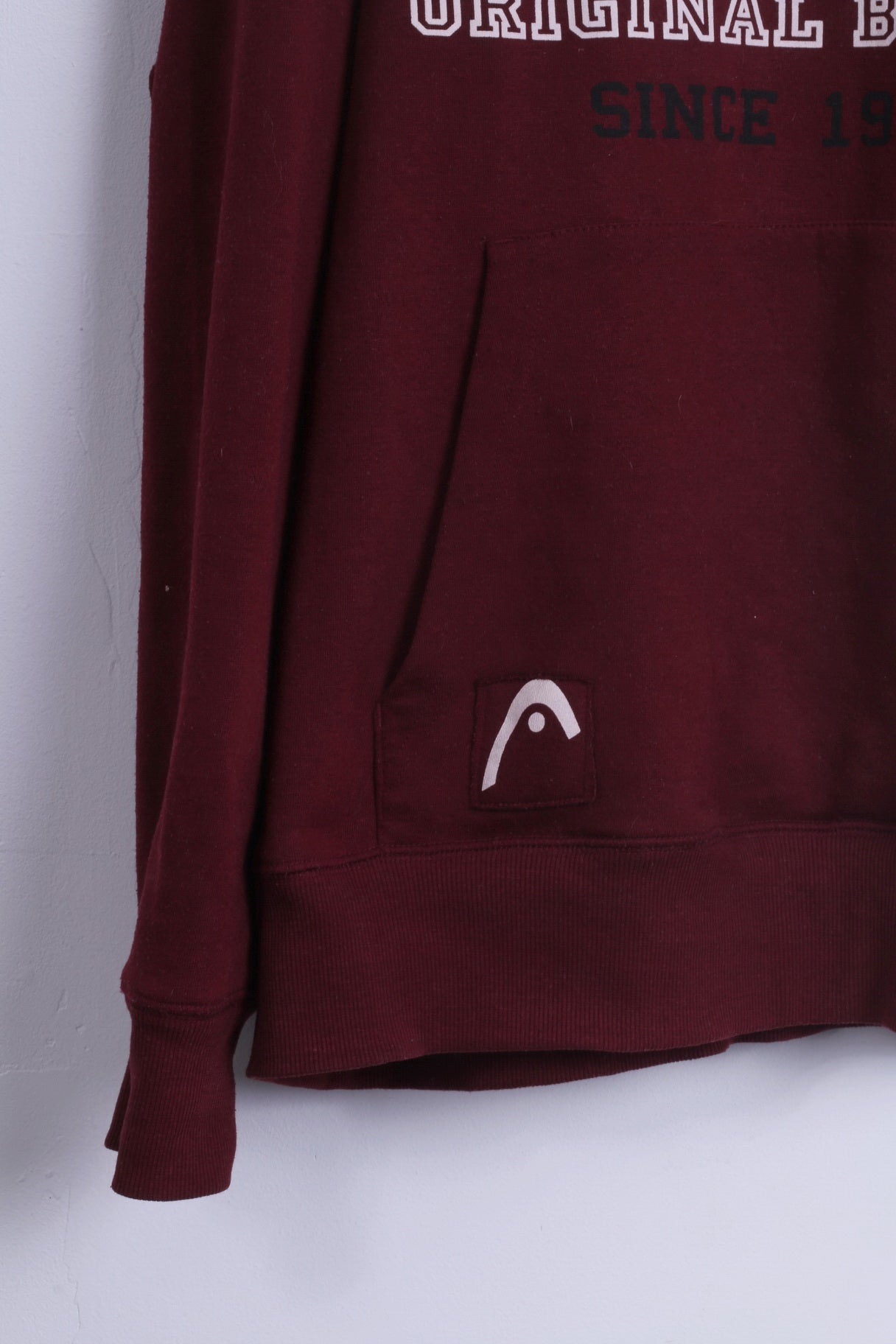 Head Mens XL Sweatshirt Burgundy Cotton Hooded Graphic Kangaroo Pocket Hoodie