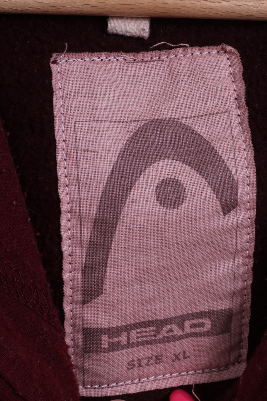 Head Mens XL Sweatshirt Burgundy Cotton Hooded Graphic Kangaroo Pocket Hoodie