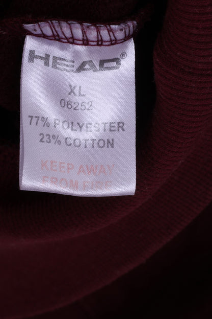 Head Mens XL Sweatshirt Burgundy Cotton Hooded Graphic Kangaroo Pocket Hoodie