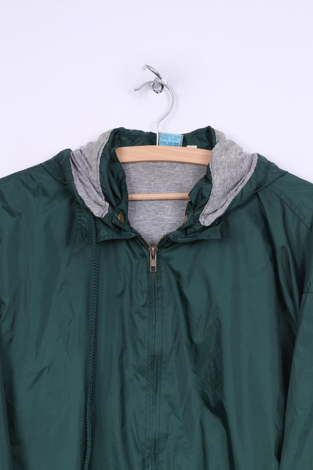 Erwin Santino Giacca XL da uomo in nylon leggero impermeabile verde con cappuccio e cerniera intera Abbigliamento sportivo da pallavolo per giochi di squadra 