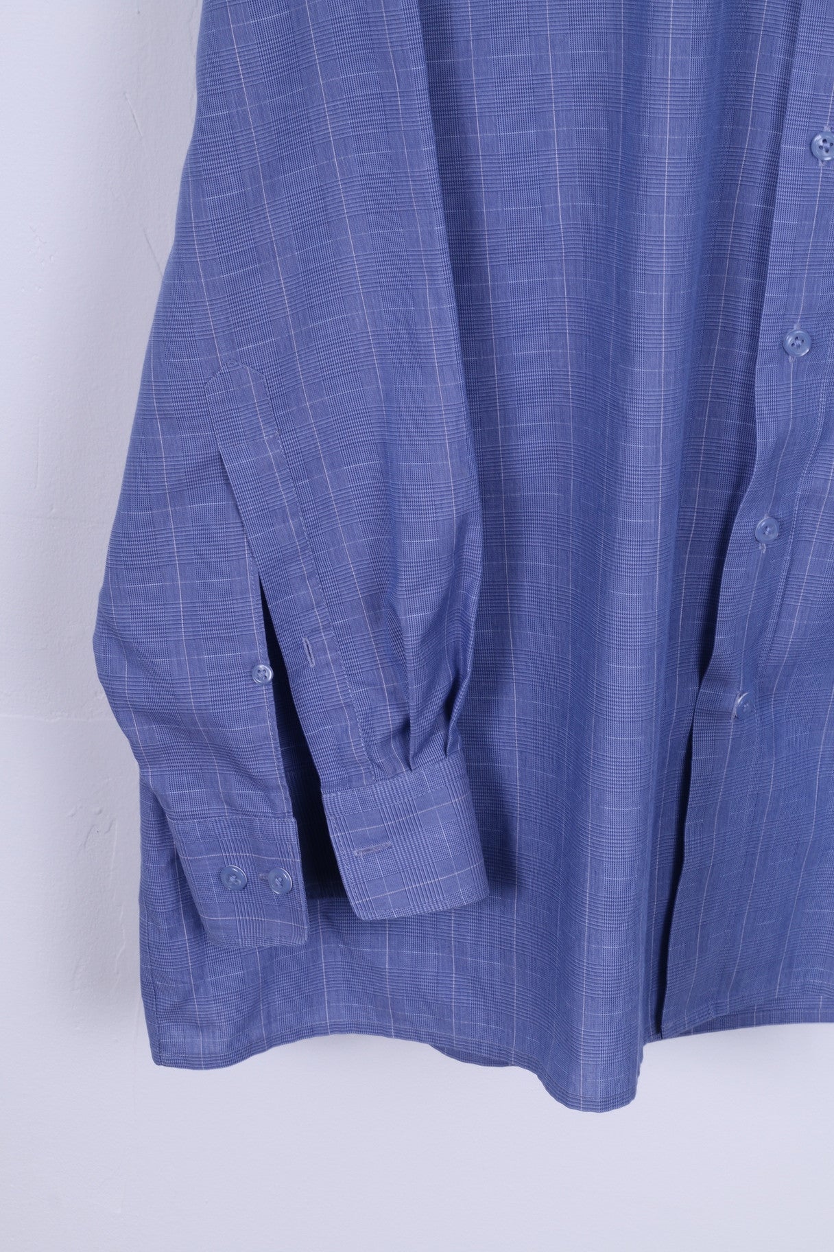 Royal Class Mens 45 XXL Casual Shirt Blue Classic Line Cotton Check Long Sleeve