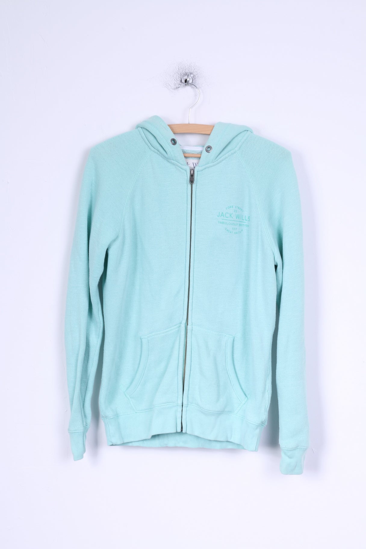 Felpa da donna 10 M di Jack Wills Felpa con cappuccio in cotone menta con cerniera