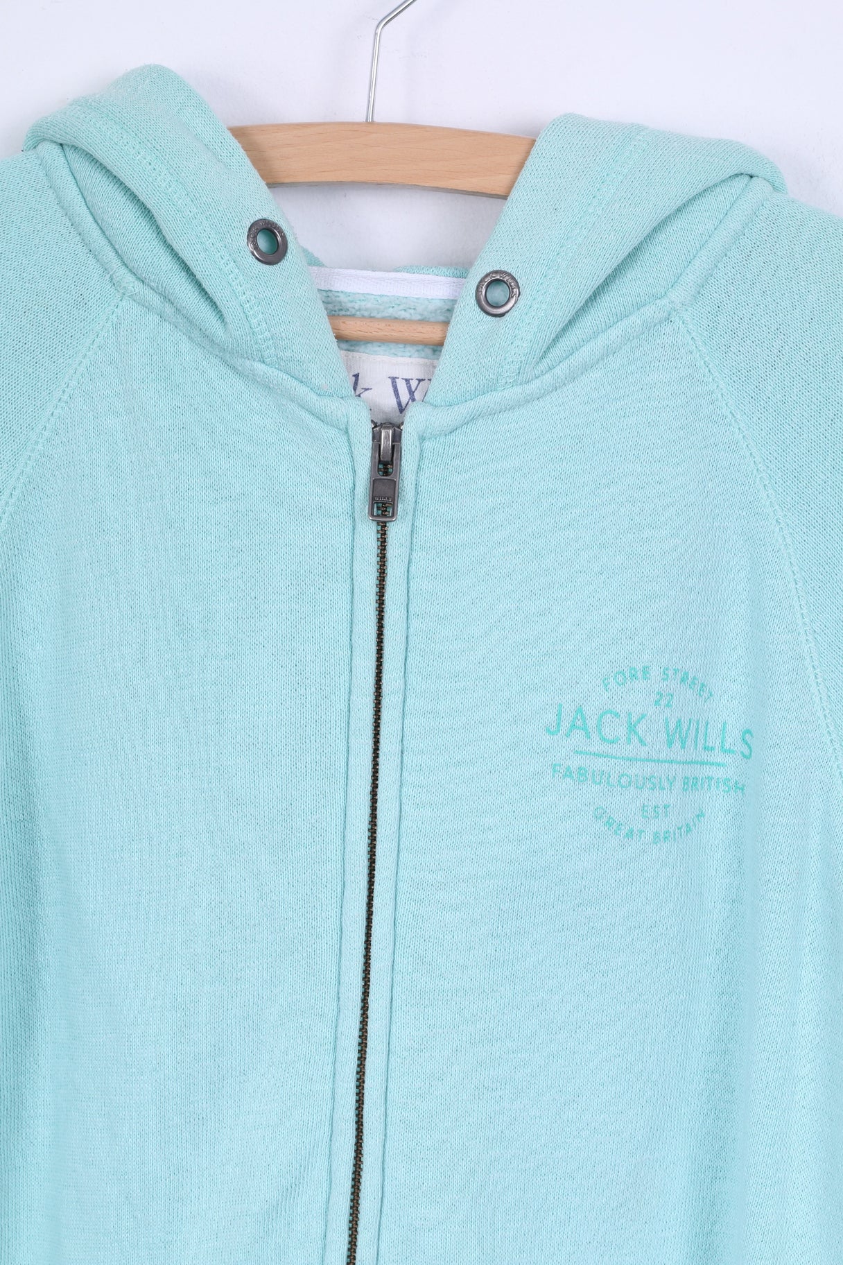 Felpa da donna 10 M di Jack Wills Felpa con cappuccio in cotone menta con cerniera