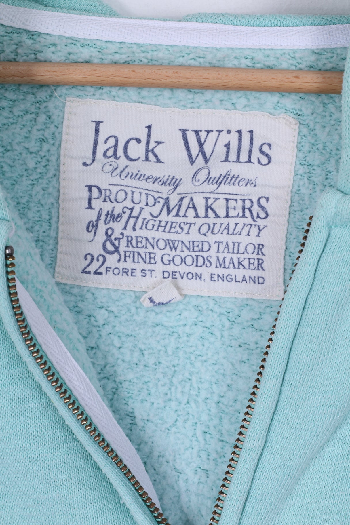 Felpa da donna 10 M di Jack Wills Felpa con cappuccio in cotone menta con cerniera