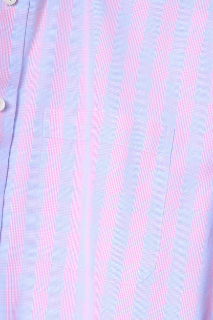 Charles Tyrwhitt Mens 16 41 L Casual Shirt Pink Blue Check Cotton Long Sleeve