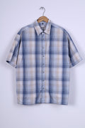 Angelo Litrico C&amp;A Chemise décontractée pour homme 45/46 XXL Bleu à carreaux en coton